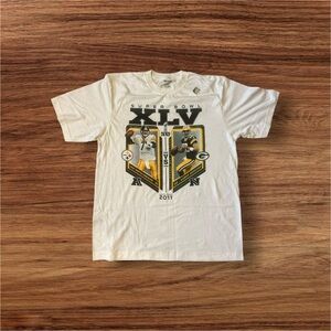 Reebok Super Bowl XLV Packers vs Steelers Vintage White Tee